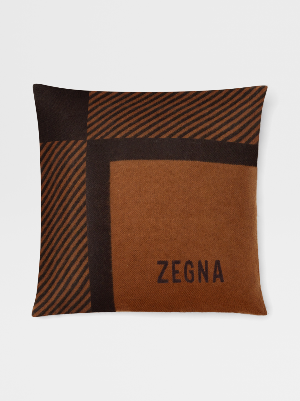 Dark Brown Wool Pillow with Geometric Pattern
